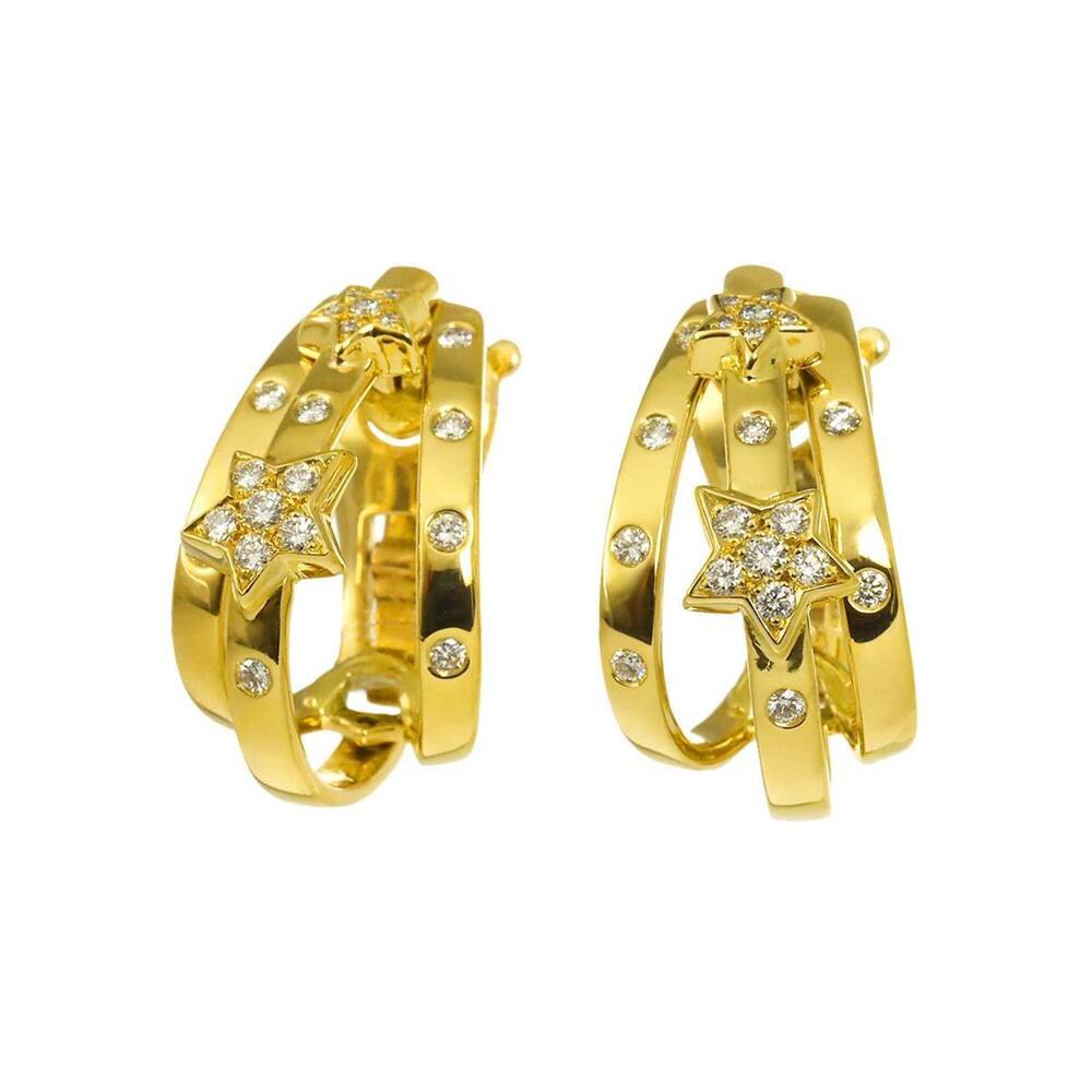 Chanel Comet Diamond Earrings, 18K Yellow Gold (750), Clip-on style.